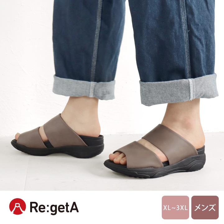 リゲッタ Re:getA RE-3004 メンズ 軽量 厚底 ダブルベルトサンダル メッシュ フラット 歩きやすい 履きやすい 痛くなりにくい EVA 父の日