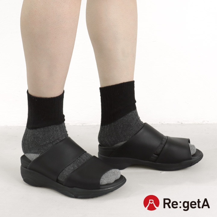 リゲッタ Re:getA RE-3004 メンズ 軽量 厚底 ダブルベルトサンダル メッシュ フラット 歩きやすい 履きやすい 痛くなりにくい EVA 父の日