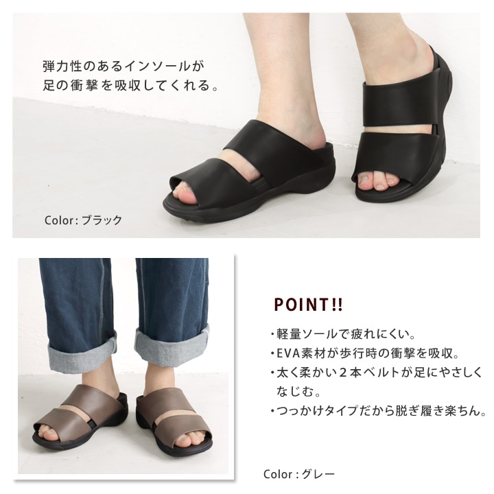 リゲッタ Re:getA RE-3004 メンズ 軽量 厚底 ダブルベルトサンダル メッシュ フラット 歩きやすい 履きやすい 痛くなりにくい EVA 父の日