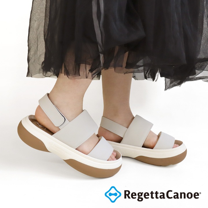 リゲッタカヌー RegettaCanoe CJFT-007 バックベルト パフィーサンダル ボリューム フリッツモ レディース 厚底 歩きやすい 履きやすい オシャレ ツートンカラーソール ぷくぷく パデッド