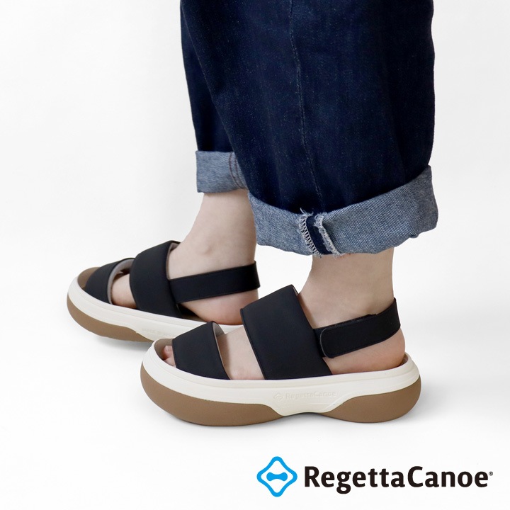 リゲッタカヌー RegettaCanoe CJFT-007 バックベルト パフィーサンダル ボリューム フリッツモ レディース 厚底 歩きやすい 履きやすい オシャレ ツートンカラーソール ぷくぷく パデッド