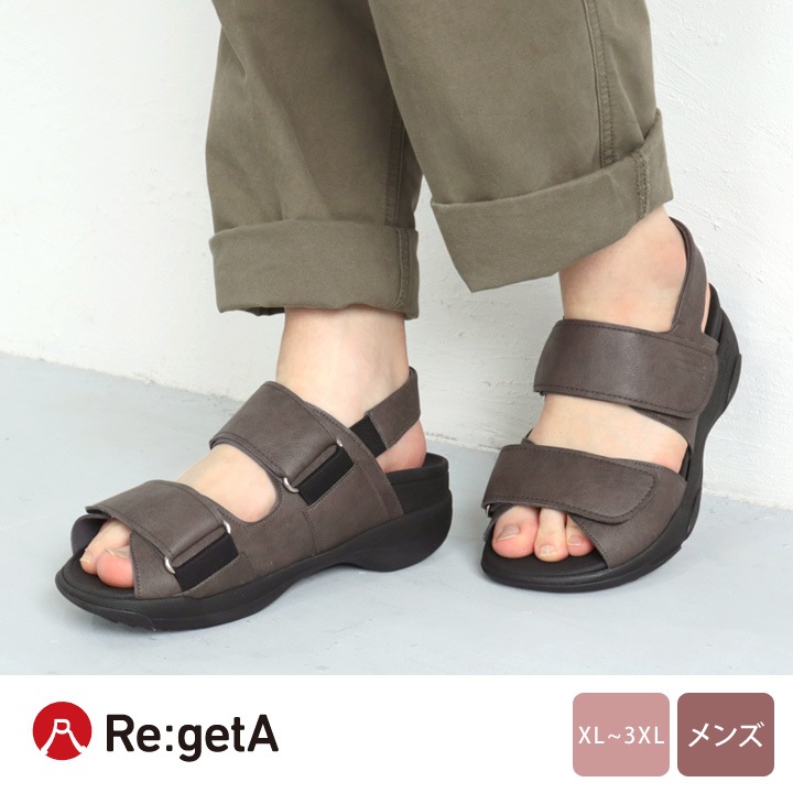 リゲッタ Re:getA RE-3006 メンズ 軽量 厚底 バックベルトサンダル