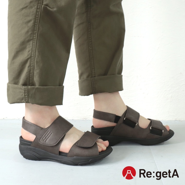 リゲッタ Re:getA RE-3006 メンズ 軽量 厚底 バックベルトサンダル ベルクロ フラット 歩きやすい 履きやすい 痛くなりにくい EVA 父の日