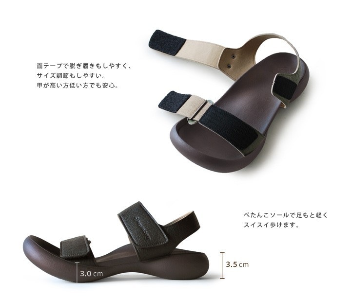 リゲッタカヌー　RegettaCanoe  CJFD-5332a　フィールドソール バックベルト付きベルクロサンダル　メンズ