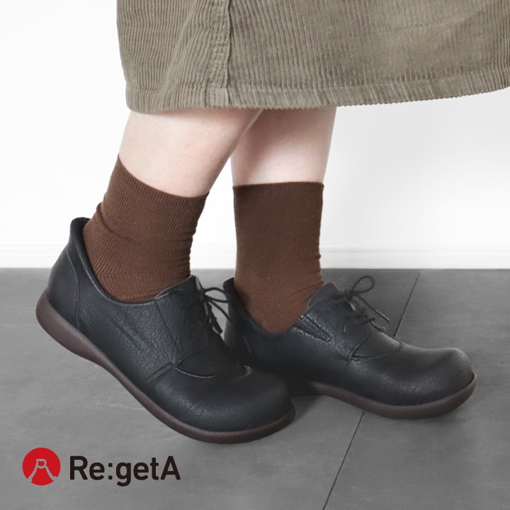 リゲッタ Re:getA R-371 スットオン ハンズフリー レースアップシューズ 紐靴 軽量 履きやすい 歩きやすい 母の日 すっとん