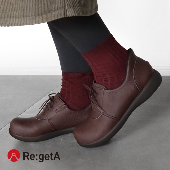 Re:getA リゲッタ スットオン R371 L ブラウン　茶 レースアップ リゲッタ Re:getA R-371 スットオン ハンズフリー レースアップ