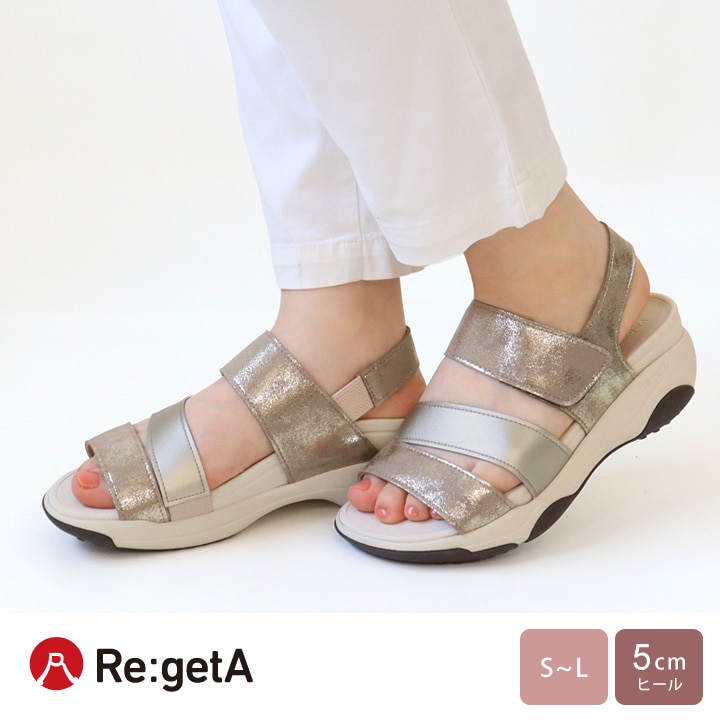 Re:getA リゲッタ dnr-3011 軽量 厚底 異素材 ツートンカラー ベルトサンダル レディース 歩きやすい 履きやすい EVA
