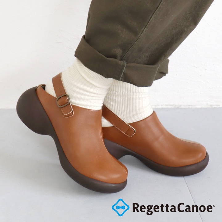 リゲッタカヌー RegettaCanoe CJES-6141 エッグヒール バックベルト付きサボ アンティーク風 レディース 厚底 歩きやすい 履きやすい
