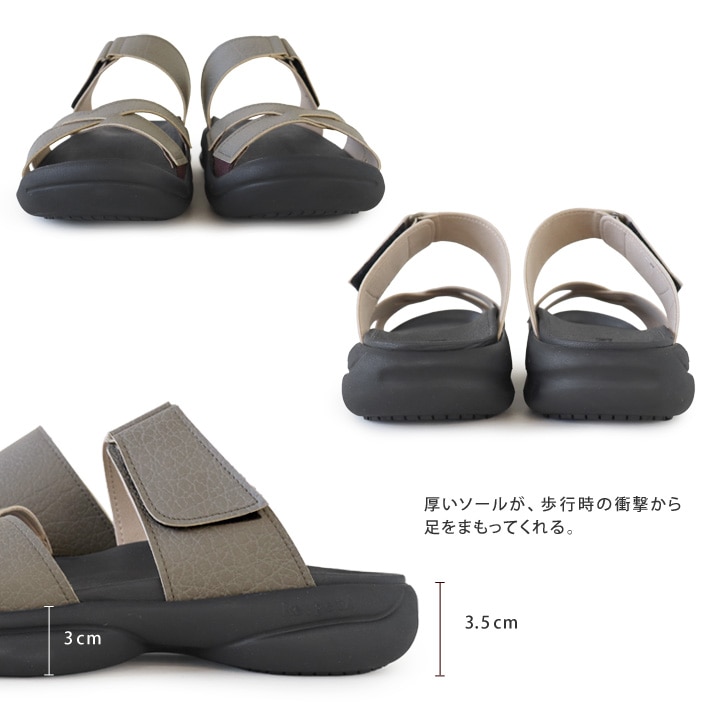 リゲッタ Re:getA re-3102 サンダル メンズ 軽量 ベルクロ  履きやすい 歩きやすい 痛くなりにくい