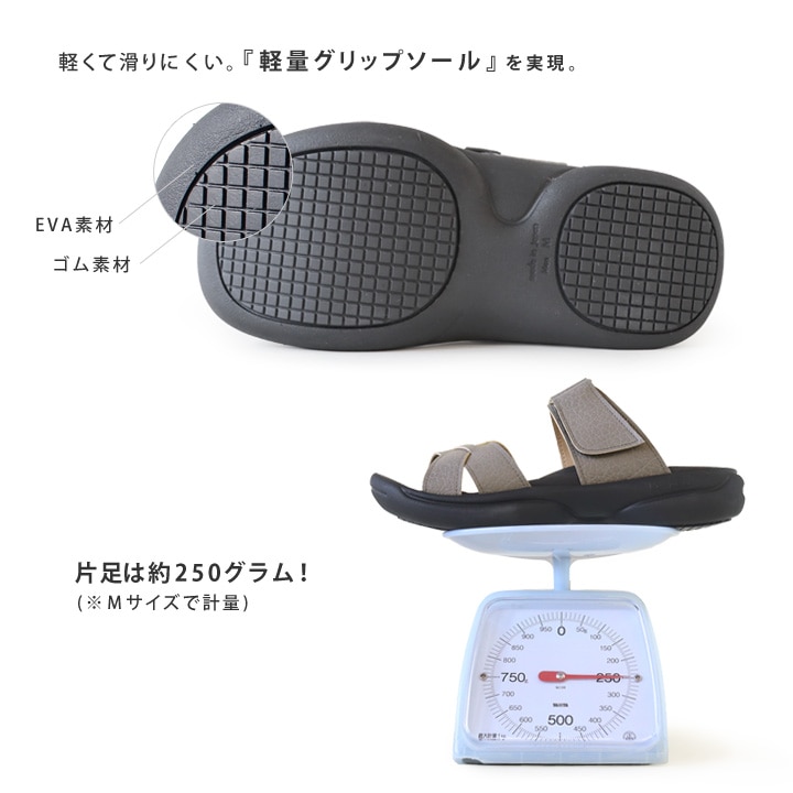 リゲッタ Re:getA re-3102 サンダル メンズ 軽量 ベルクロ  履きやすい 歩きやすい 痛くなりにくい