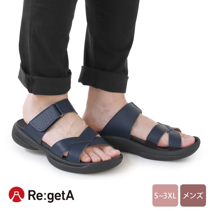 リゲッタ Re:getA re-3102 サンダル メンズ 軽量 ベルクロ  履きやすい 歩きやすい 痛くなりにくい