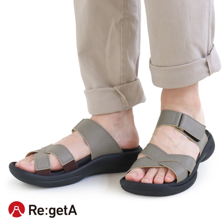 リゲッタ Re:getA re-3102 サンダル メンズ 軽量 ベルクロ  履きやすい 歩きやすい 痛くなりにくい