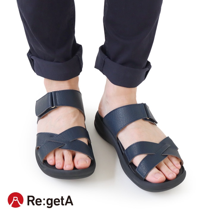 リゲッタ Re:getA re-3102 サンダル メンズ 軽量 ベルクロ  履きやすい 歩きやすい 痛くなりにくい