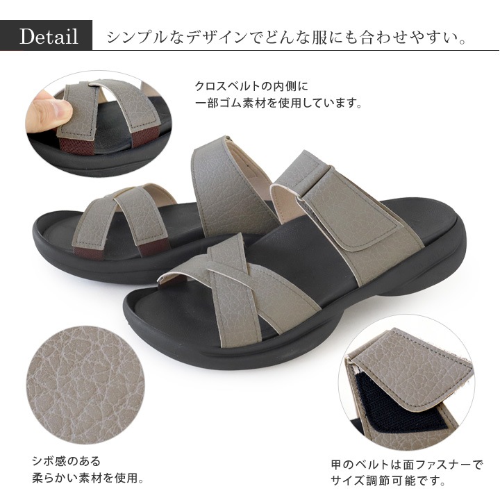リゲッタ Re:getA re-3102 サンダル メンズ 軽量 ベルクロ  履きやすい 歩きやすい 痛くなりにくい