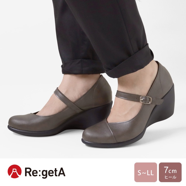 リゲッタ Re:getA R-1979 アーモンドトゥパンプス(7cmヒール