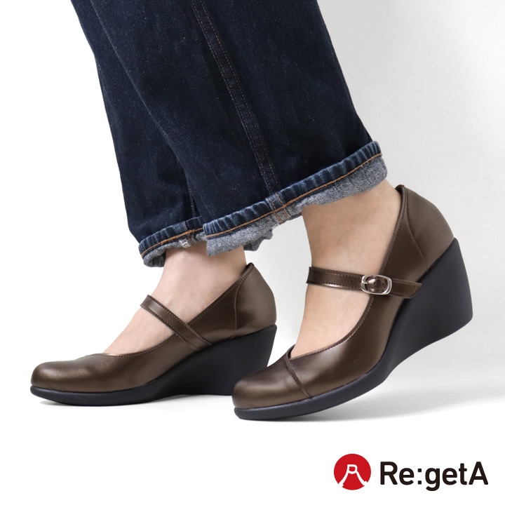 リゲッタ　Re:getA　R-1979  アーモンドトゥパンプス(７cmヒール)  ハイヒール フォーマル パーティー カジュアル エレガント ウェッジヒール