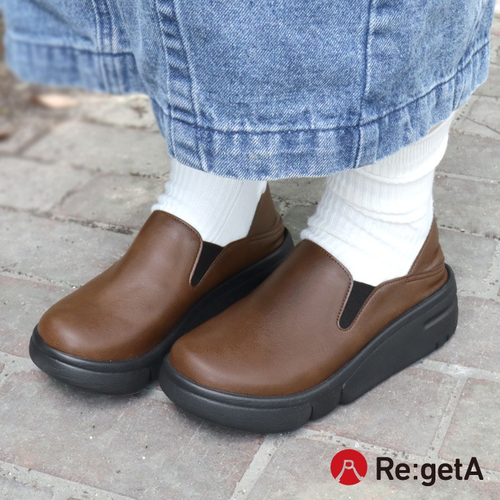 リゲッタ Re:getA RE-168 軽量 厚底 スリッポンシューズ レディース