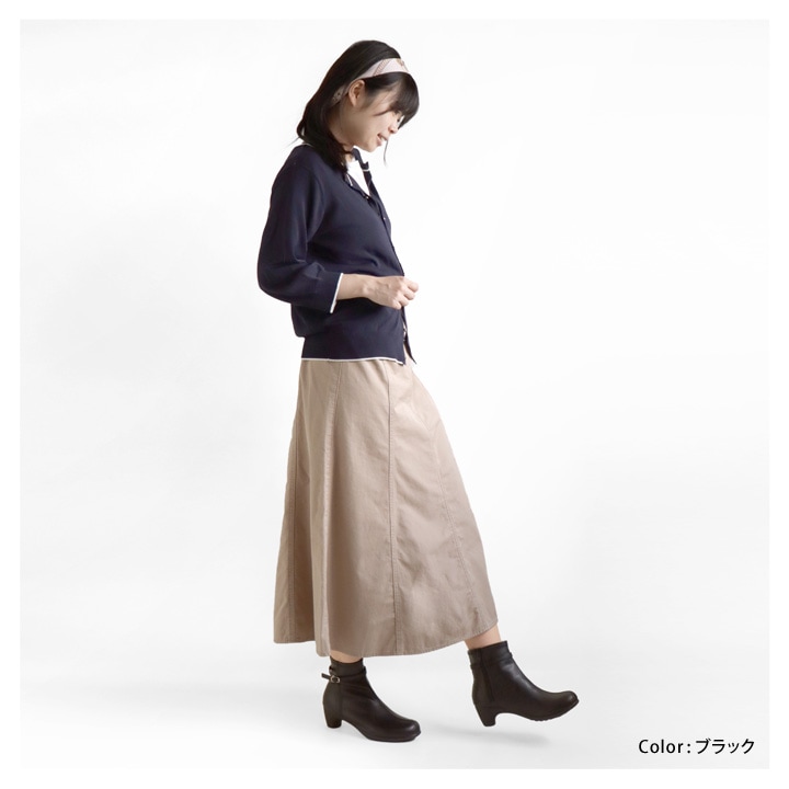 リゲッタ Re:getA　<br>R-6002  サイドジップショートブーツ 細身  大人カジュアル  きれいめ