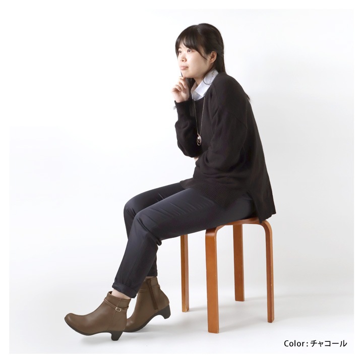 ポルトガル製 RENATA ローズバッド サイドジップ レザーショートブーツ リゲッタ Re:getA <br>R-6002 サイドジップショートブーツ 細身