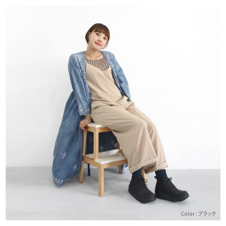 Re:getA リゲッタ レディース 軽量厚底 サイドゴア ハイカットレースアップシューズ RE-170