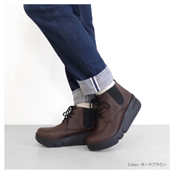 Re:getA リゲッタ レディース 軽量厚底 サイドゴア ハイカットレースアップシューズ RE-170