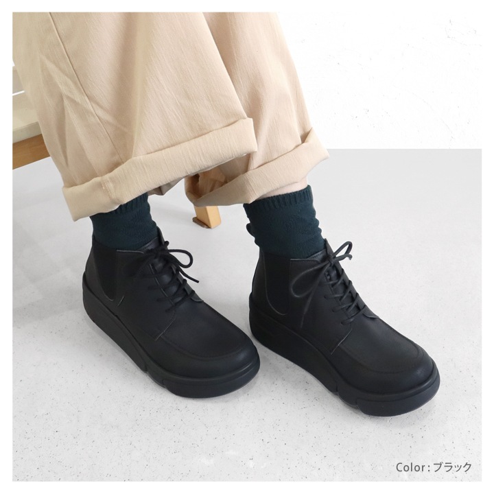 Re:getA リゲッタ レディース 軽量厚底 サイドゴア ハイカットレースアップシューズ RE-170