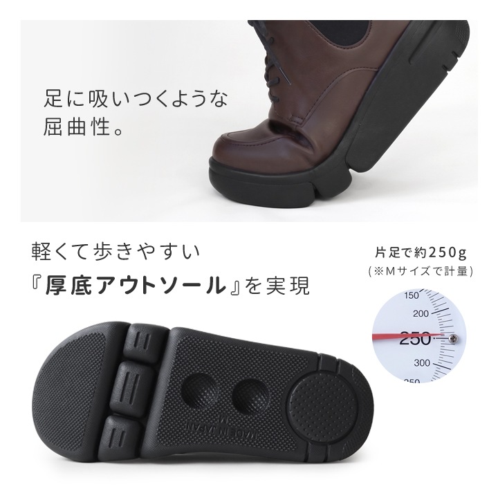 Re:getA リゲッタ レディース 軽量厚底 サイドゴア ハイカットレースアップシューズ RE-170