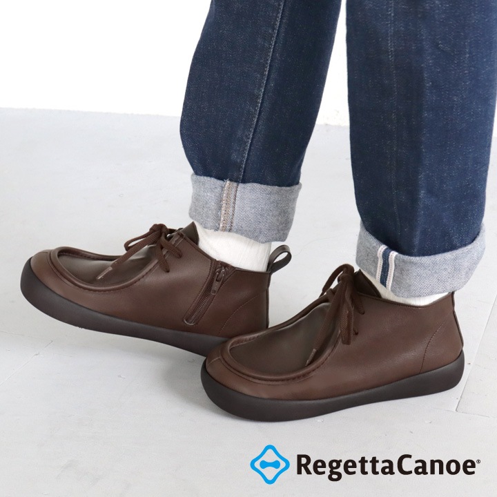 RegettaCanoe -リゲッタカヌー- CJGS-1305 ワラビーブーツ レディース レースアップ ローヒール 履きやすい 歩きやすい モカシン