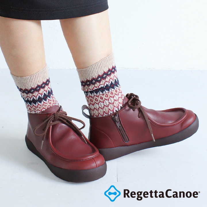 RegettaCanoe -リゲッタカヌー- CJGS-1305 ワラビーブーツ レディース レースアップ ローヒール 履きやすい 歩きやすい モカシン