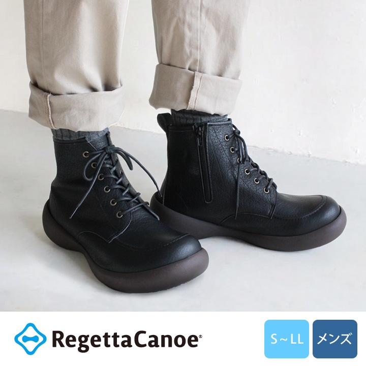 RegettaCanoe リゲッタカヌー メンズ CJFG-1208 ミリタリー風ブーツ ミドル丈ブーツ グリップソール レースアップ