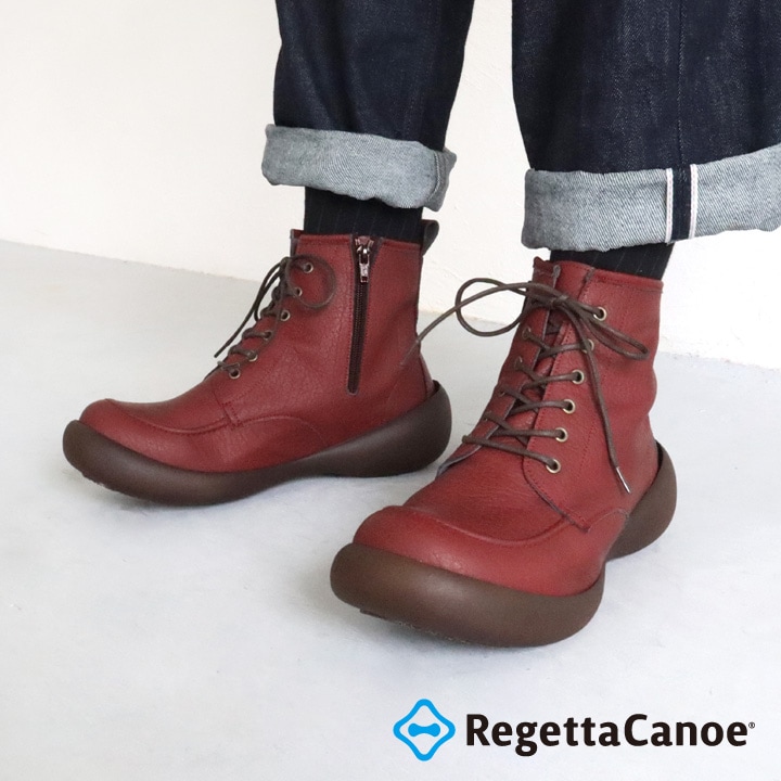 RegettaCanoe リゲッタカヌー メンズ CJFG-1208 ミリタリー風ブーツ ミドル丈ブーツ グリップソール レースアップ