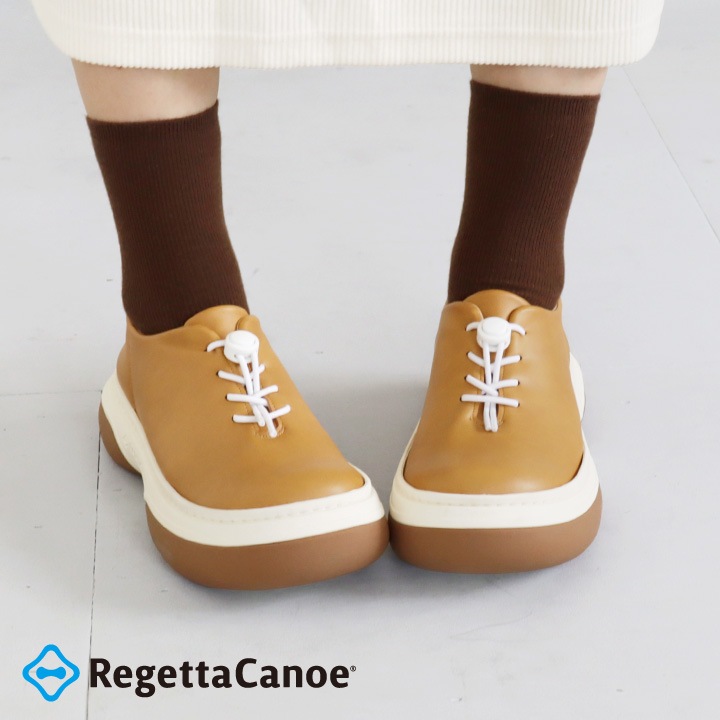 リゲッタカヌー RegettaCanoe CJFT-006 フリッツモ コードストッパー付き ゴム紐シューズ レディース 厚底 歩きやすい 履きやすい ツートンカラーソール