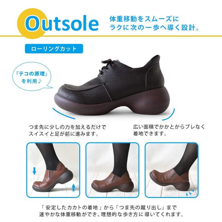 リゲッタカヌー RegettaCanoe CJES-6142 エッグヒール スットオン ハンズフリー レースアップシューズ 紐靴 レディース 厚底 歩きやすい 履きやすい