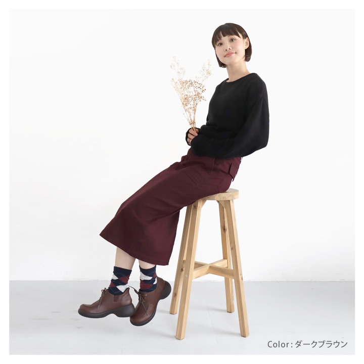 リゲッタカヌー RegettaCanoe CJES-6142 エッグヒール スットオン ハンズフリー レースアップシューズ 紐靴 レディース 厚底 歩きやすい 履きやすい