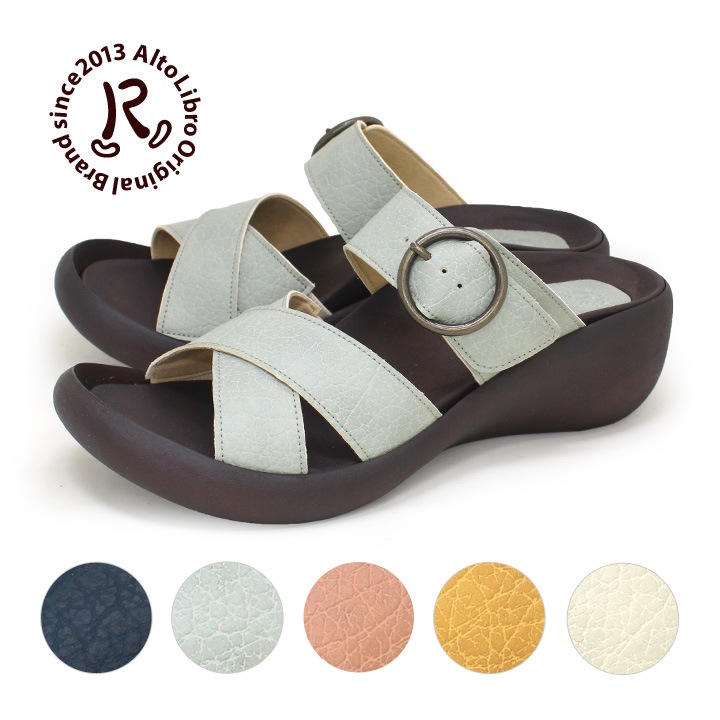 R-アール-リゲッタ公式ショップ限定 AR-1202 サンダル  バックル クロスベルト つっかけ 歩きやすい 履きやすい ウェッジヒール　日本製 合成皮革