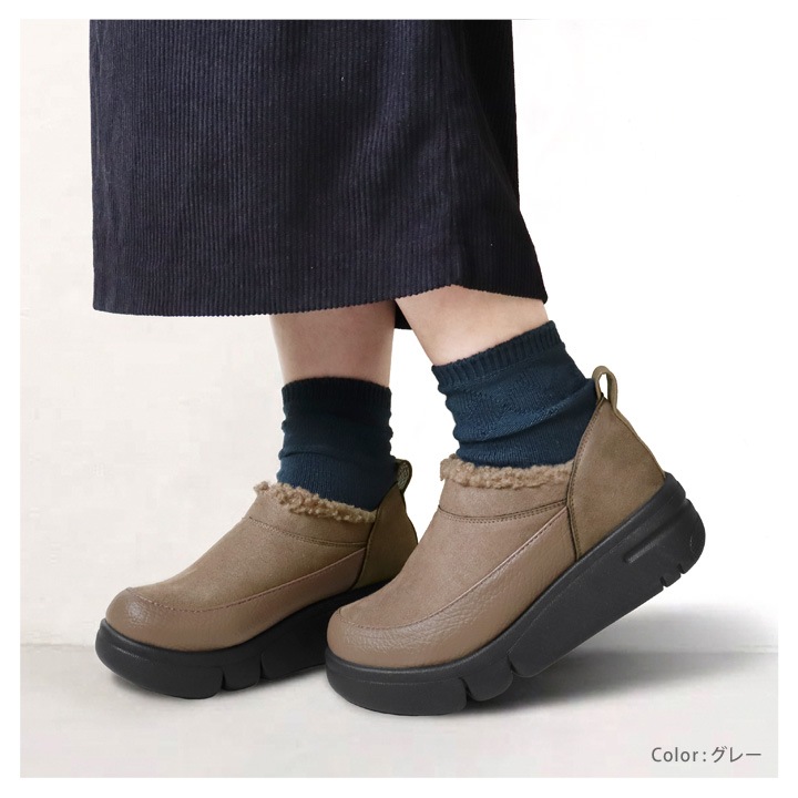 Re:getA リゲッタ レディース 厚底軽量ボアスリッポンシューズ RE-169