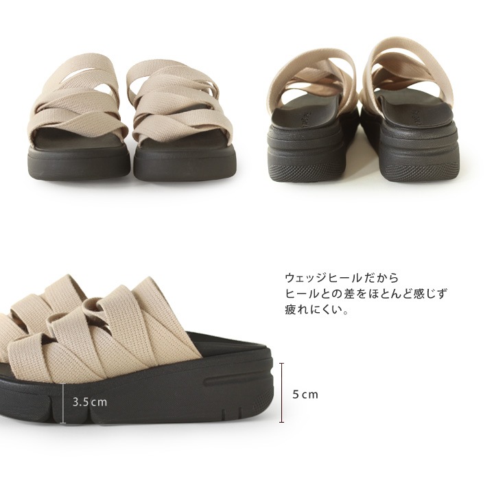 リゲッタ Re:getA RE-254 軽量 厚底 編み込み風サンダル レディース 履きやすい 歩きやすい つっかけ EVA