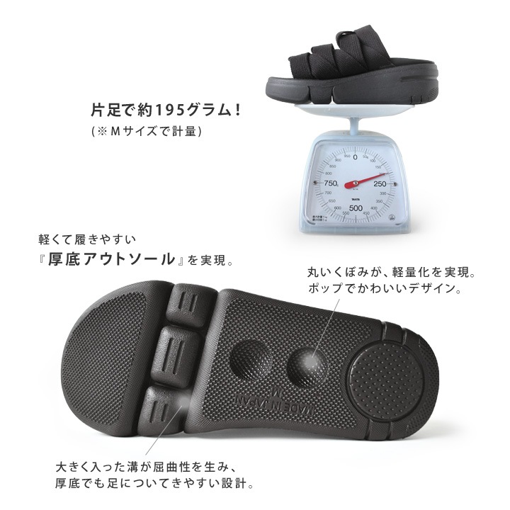 リゲッタ Re:getA RE-254 軽量 厚底 編み込み風サンダル レディース 履きやすい 歩きやすい つっかけ EVA