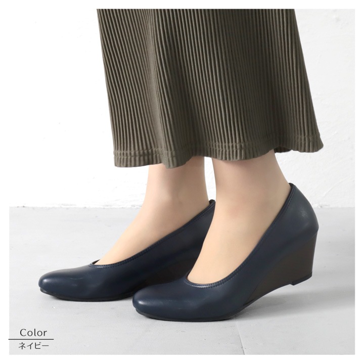 no-rush ノーラッシュ by リゲッタ 当店限定 NR-08 ウェッジヒール パンプス スクエアトゥ 6cm 履きやすい 歩きやすい 痛くない 柔らかい 通勤 結婚式 入学式 卒業式