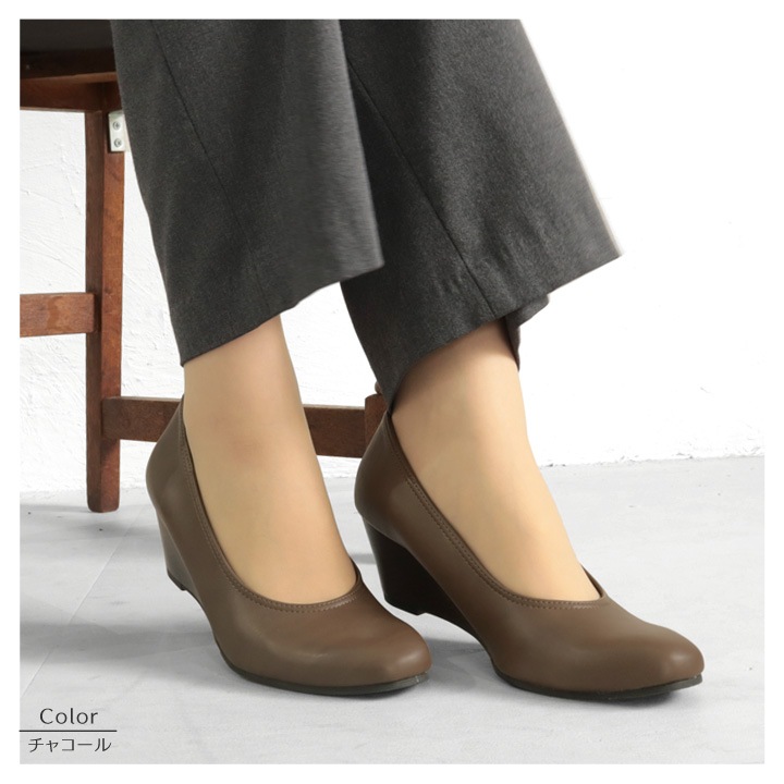 no-rush ノーラッシュ by リゲッタ 当店限定 NR-08 ウェッジヒール パンプス スクエアトゥ 6cm 履きやすい 歩きやすい 痛くない 柔らかい 通勤 結婚式 入学式 卒業式