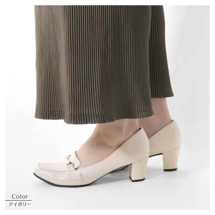 no-rush ノーラッシュ by リゲッタ 当店限定 NR-05 ビットヒールローファー ヒールパンプス スクエアトゥ 5.5cm ビジネス 履きやすい 歩きやすい 痛くない 柔らかい 通勤 結婚式 入学式 卒業式