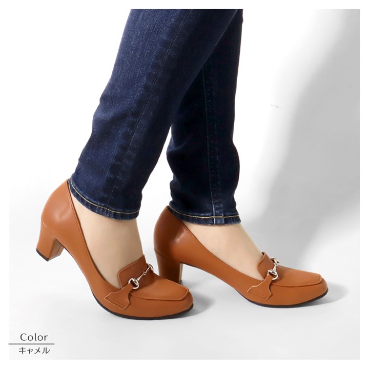 no-rush ノーラッシュ by リゲッタ 当店限定 NR-05 ビットヒールローファー ヒールパンプス スクエアトゥ 5.5cm ビジネス 履きやすい 歩きやすい 痛くない 柔らかい 通勤 結婚式 入学式 卒業式