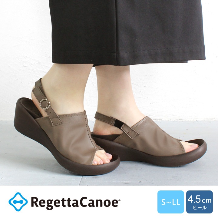 リゲッタカヌー RegettaCanoe CJLW-5502 カバーサンダル ローウェッジヒール バックストラップ付 サンダル レディース 歩きやすい 履きやすい 疲れにくい