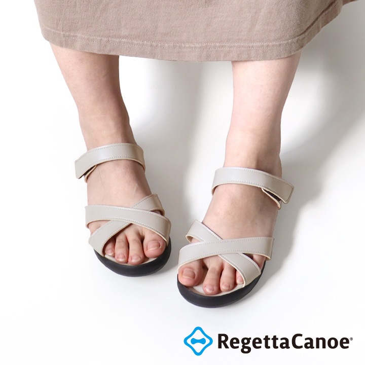 リゲッタカヌー RegettaCanoe CJSL-1706 ステイルソール クロスベルト サンダル ぺたんこ 履きやすい 歩きやすい ラバー素材 滑りにくい レディース つっかけ ローヒール
