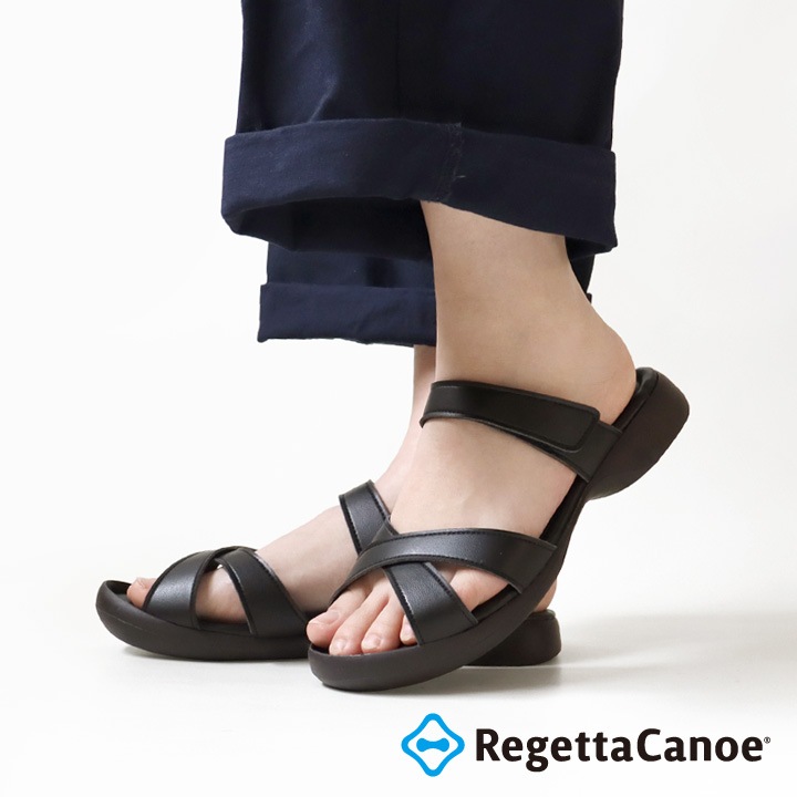 リゲッタカヌー RegettaCanoe CJSL-1706 ステイルソール クロスベルト サンダル ぺたんこ 履きやすい 歩きやすい ラバー素材 滑りにくい レディース つっかけ ローヒール