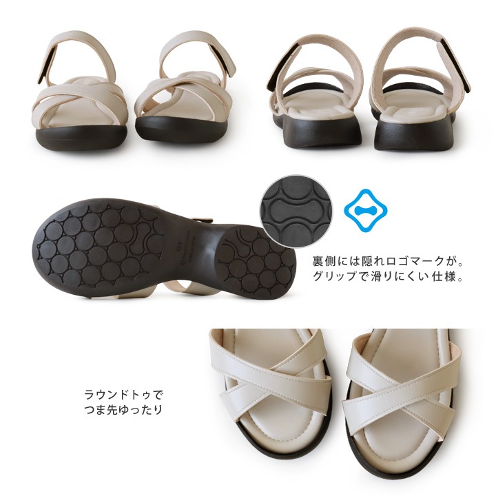 リゲッタカヌー RegettaCanoe CJSL-1706 ステイルソール クロスベルト サンダル ぺたんこ 履きやすい 歩きやすい ラバー素材 滑りにくい レディース つっかけ ローヒール
