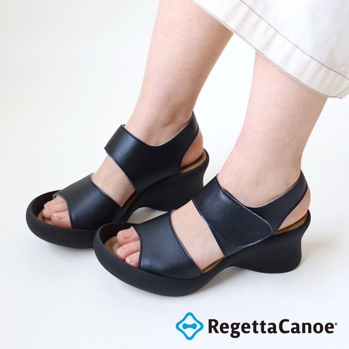 リゲッタカヌー RegettaCanoe CJFH-810 バックベルトサンダル ハイウェッジ 2本ベルト 履きやすい 歩きやすい サンダル レディース フレンチウェッジヒール 美脚