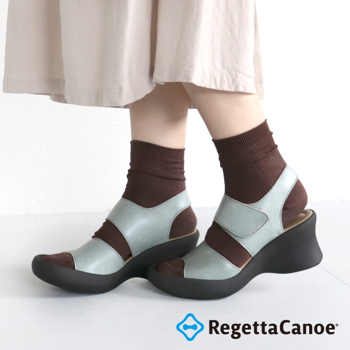 リゲッタカヌー RegettaCanoe CJFH-810 バックベルトサンダル ハイウェッジ 2本ベルト 履きやすい 歩きやすい サンダル レディース フレンチウェッジヒール 美脚