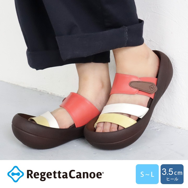 リゲッタカヌー RegettaCanoe CJBF-5148a ビッグフット レディース トリコロールサンダル 面テープ 履きやすい 歩きやすい 疲れにくい
