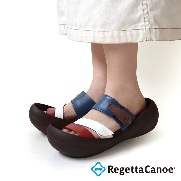 リゲッタカヌー RegettaCanoe CJBF-5148a ビッグフット レディース トリコロールサンダル 面テープ 履きやすい 歩きやすい 疲れにくい